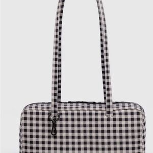 BAGGU Black & White Gingham Small Bowler Bag